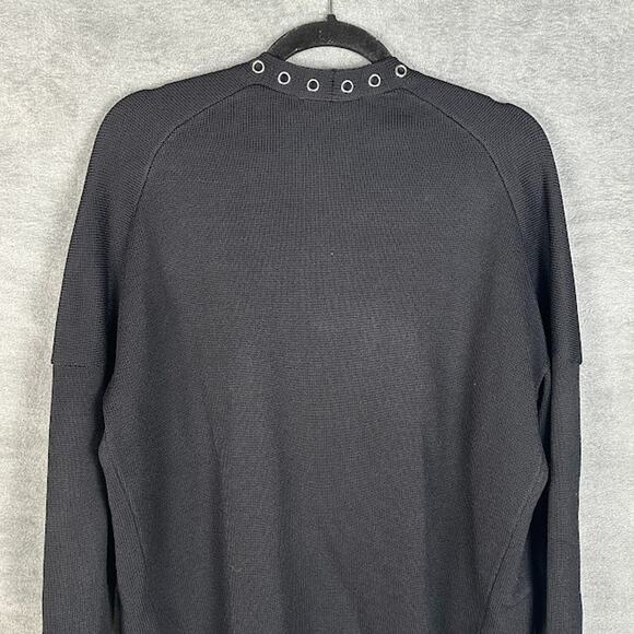 Maje Sweater Womens 1 US Small Black Cardigan Metallica Grommet Pockets Rock - Picture 5 of 14